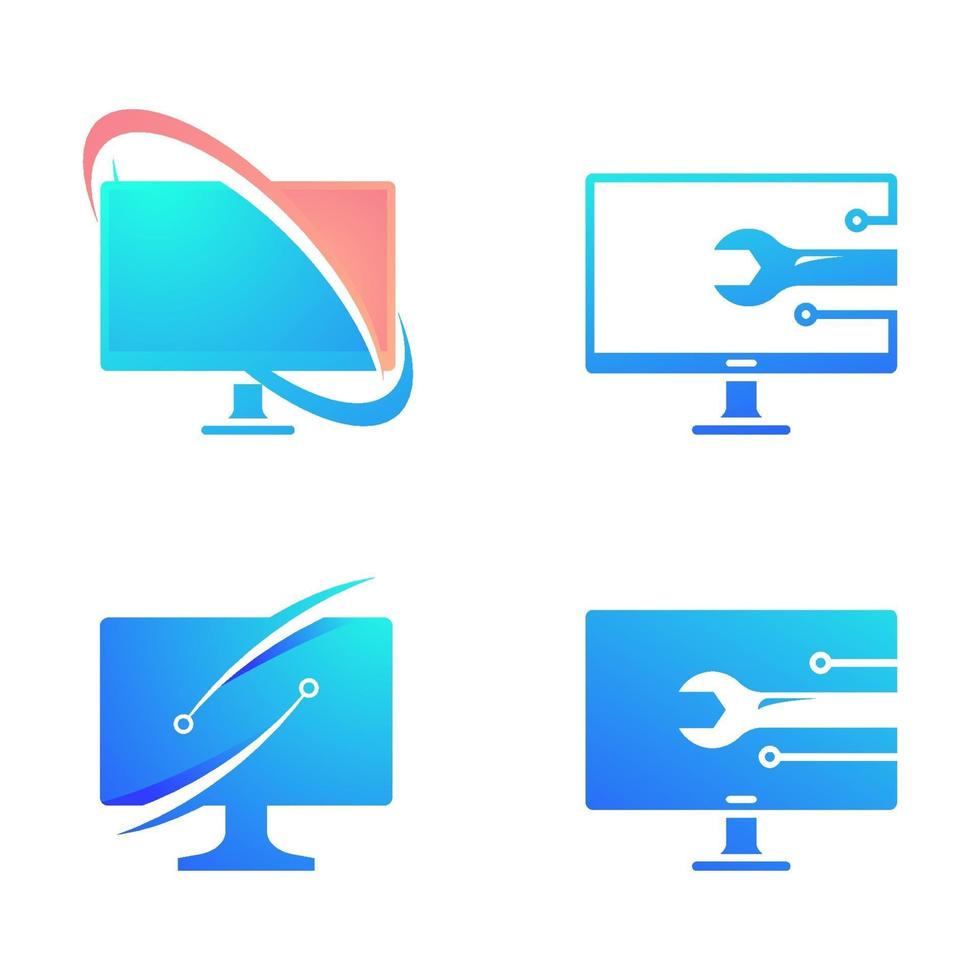 Ilustración de diseño de icono de vector de logotipo de computadora