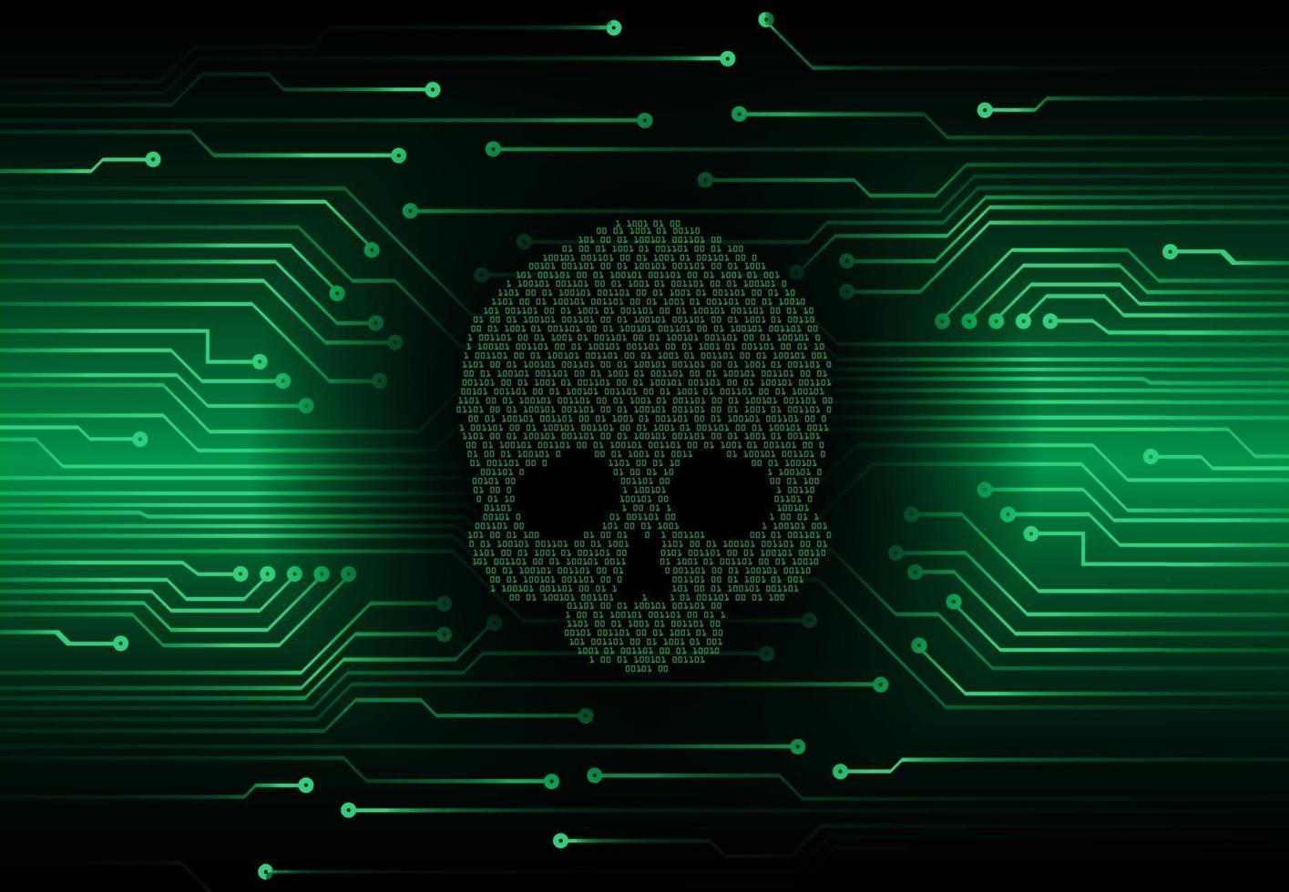 cyber hacker attack background, skull vector