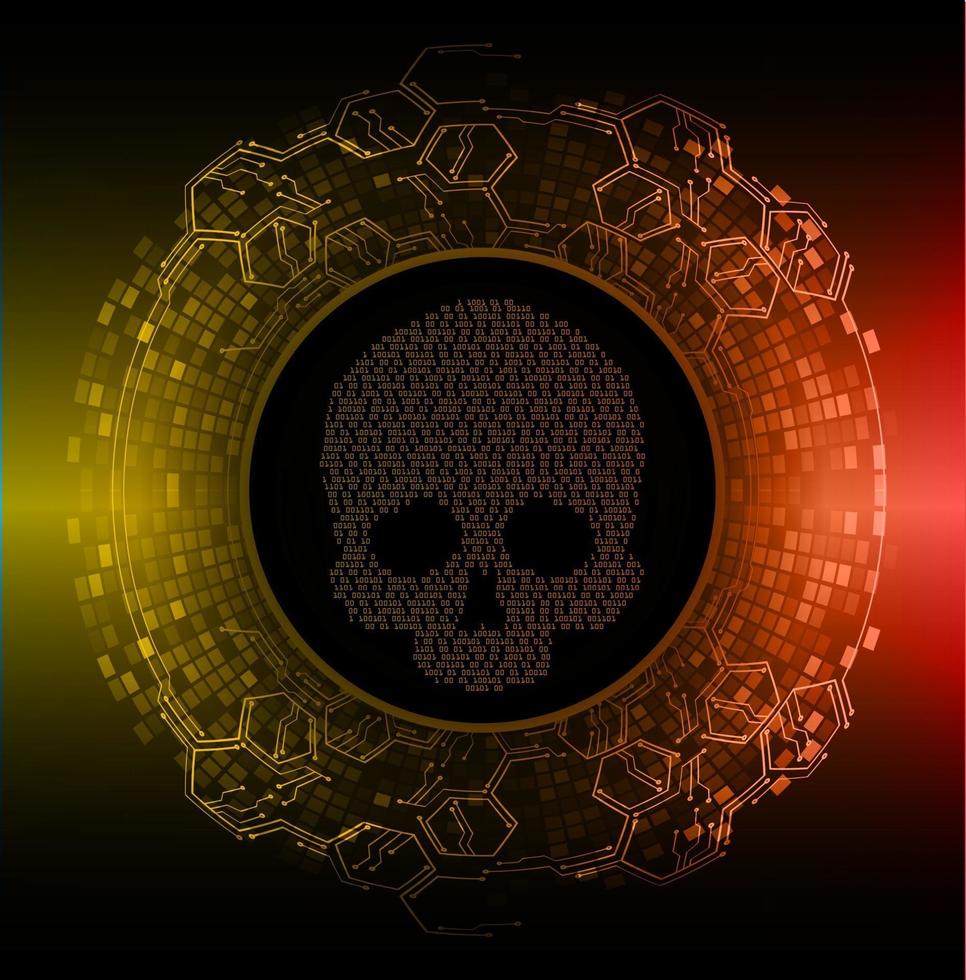 cyber hacker attack background, skull vector