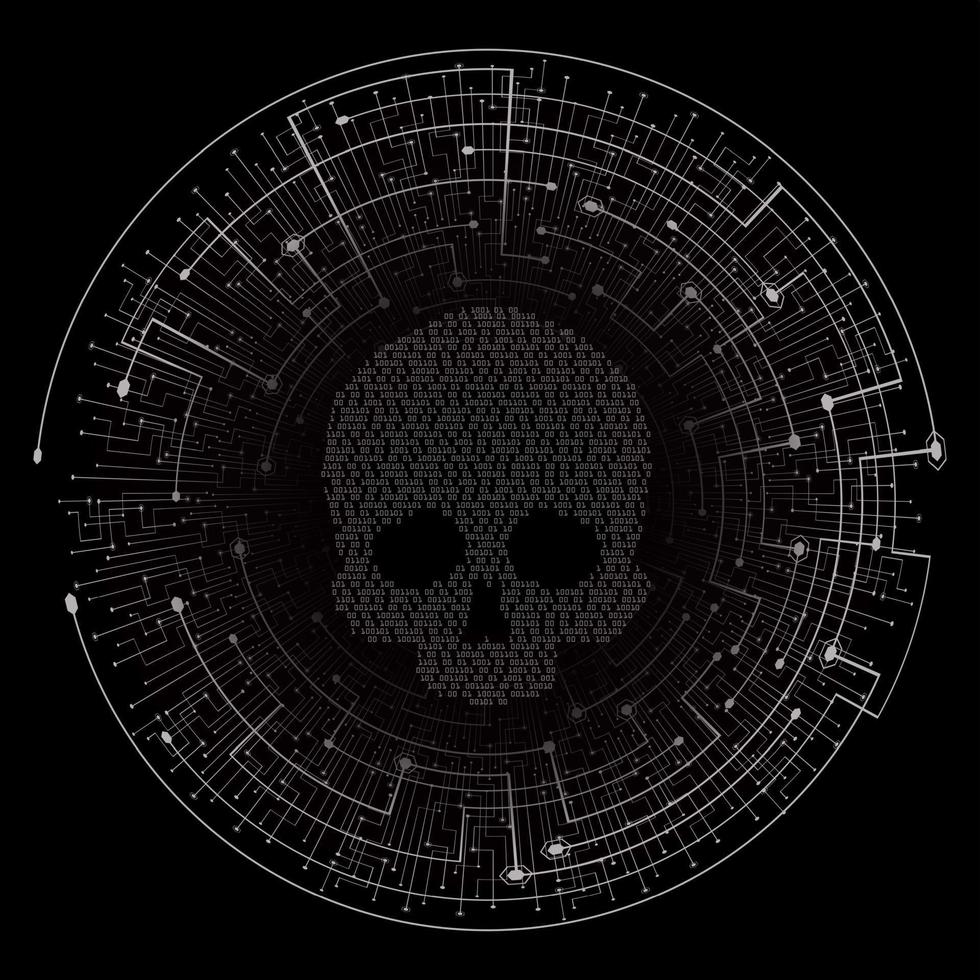 cyber hacker attack background, skull vector