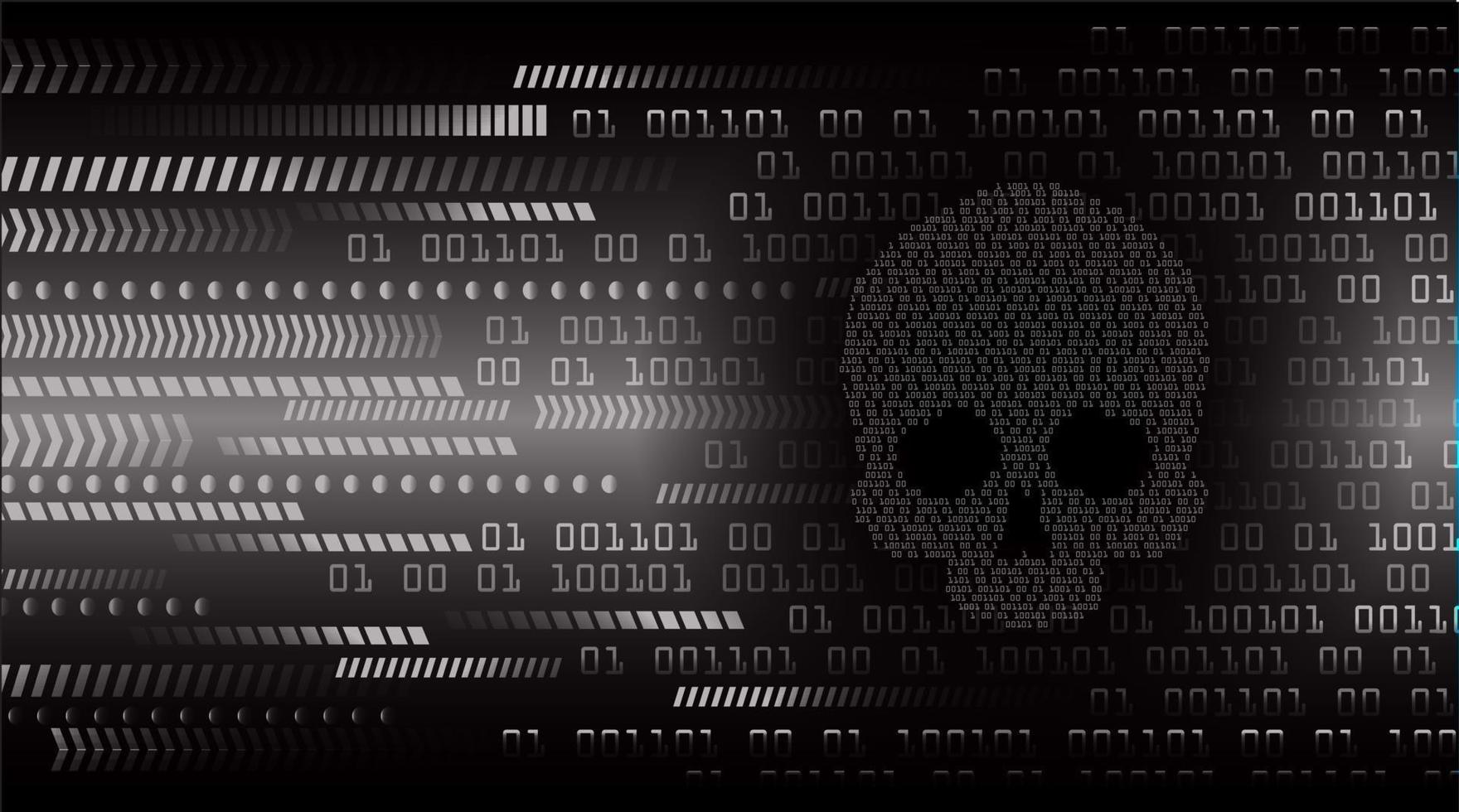 Fondo de ataque de hacker cibernético, vector de cráneo