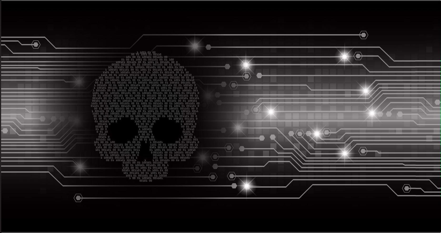 cyber hacker attack background, skull vector