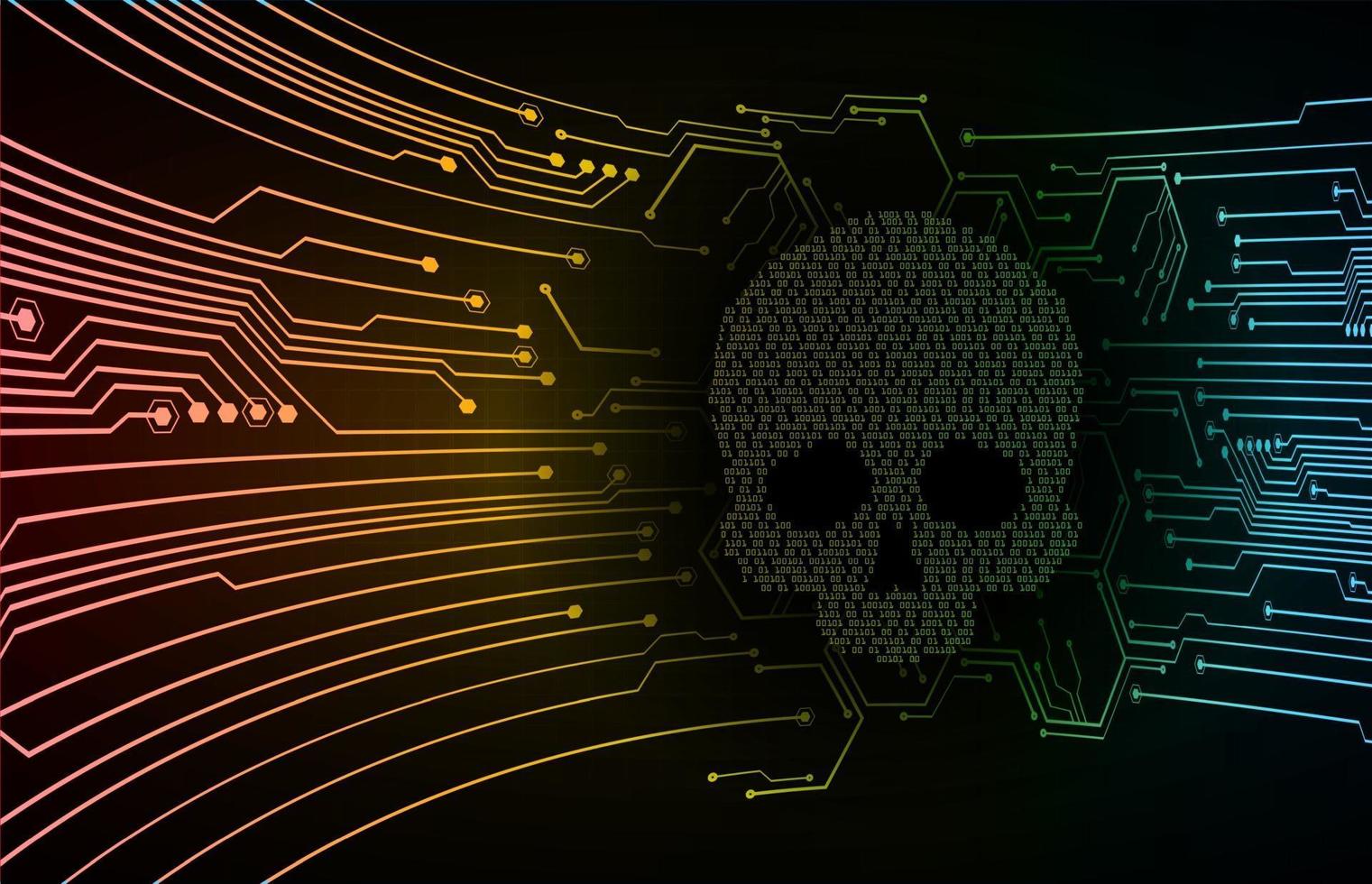 cyber hacker attack background, skull vector