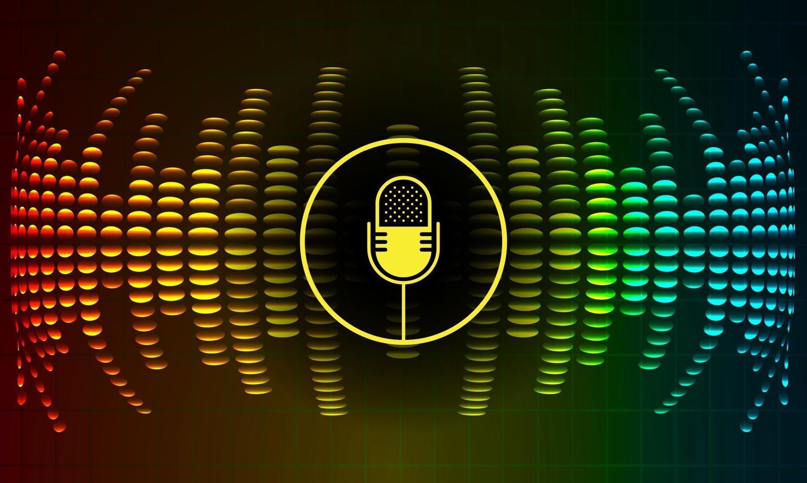 Sound waves oscillating dark light vector