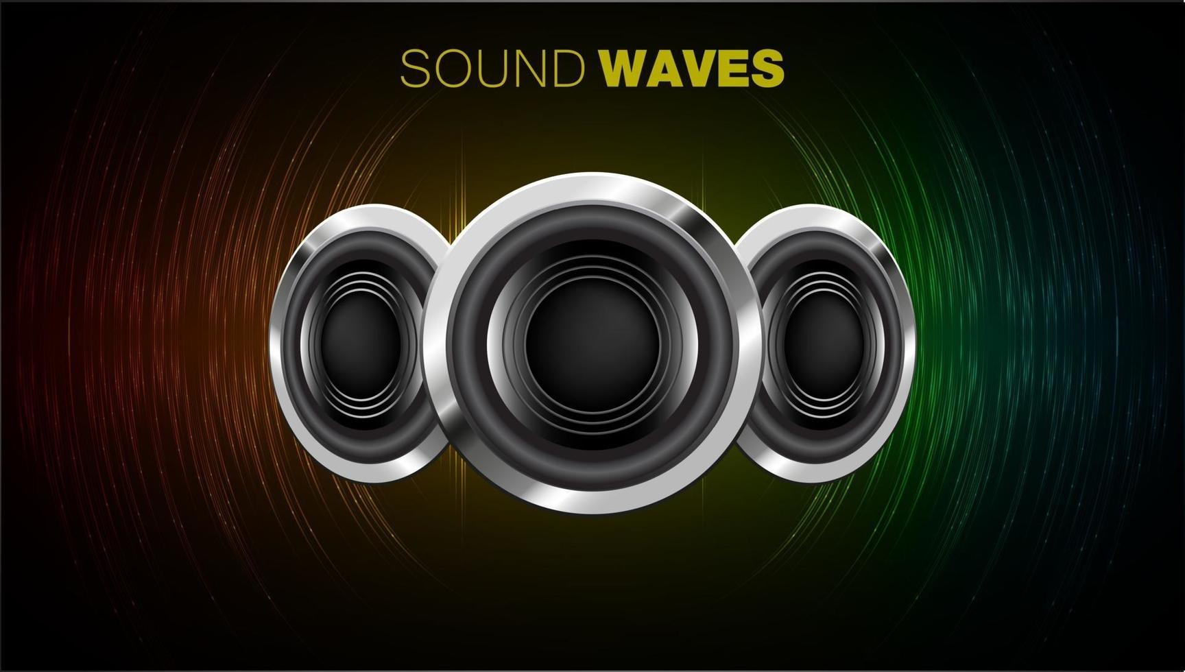 Sound waves oscillating dark light vector