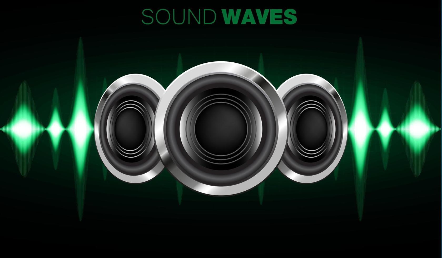 Sound waves oscillating dark light vector