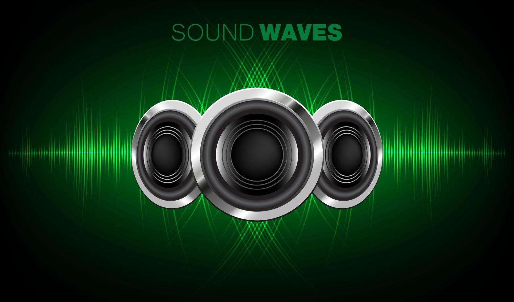 Sound waves oscillating dark light vector