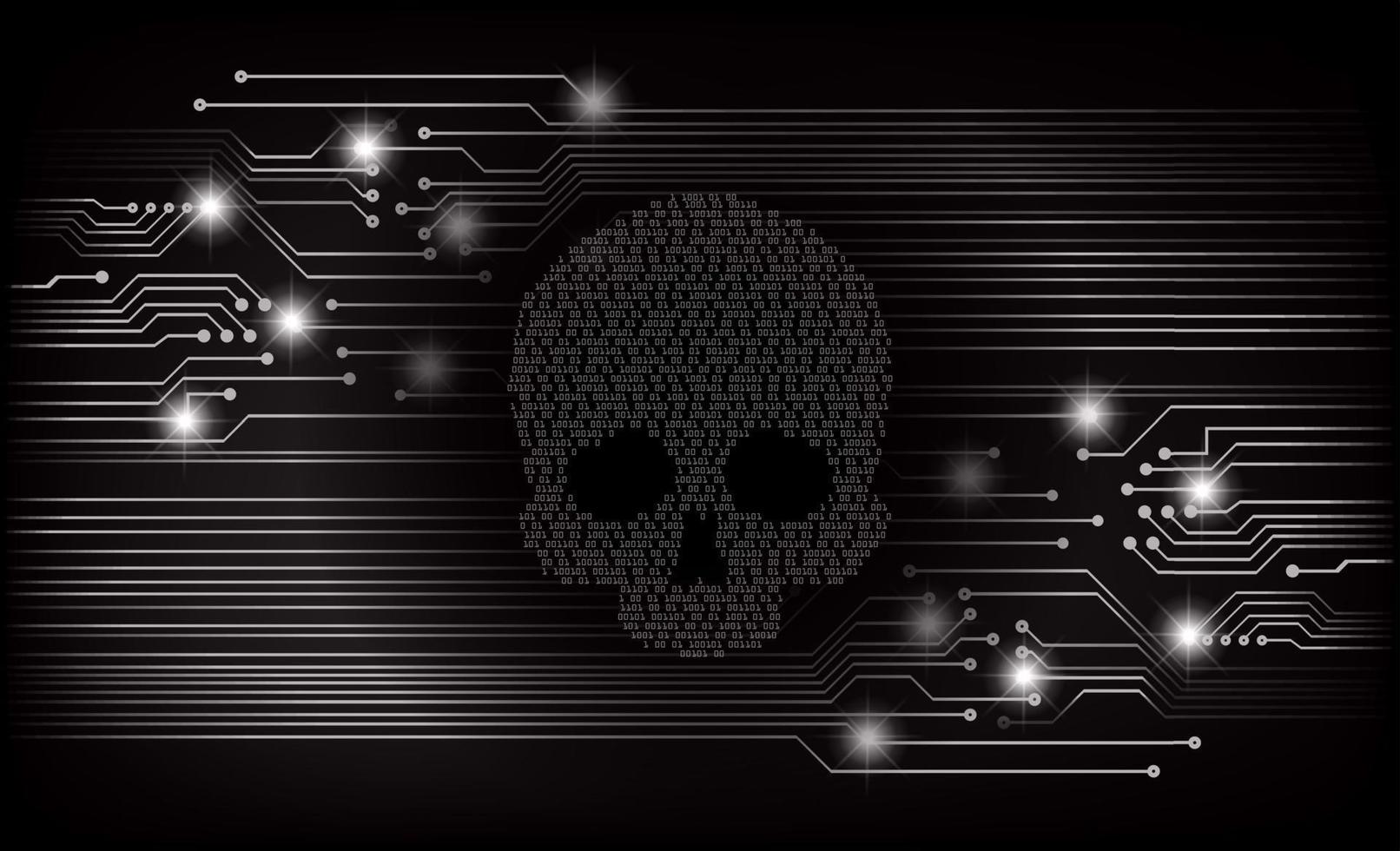 cyber hacker attack background, skull vector