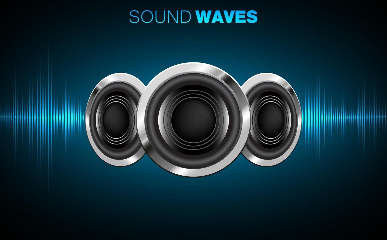 Sound waves oscillating dark light vector