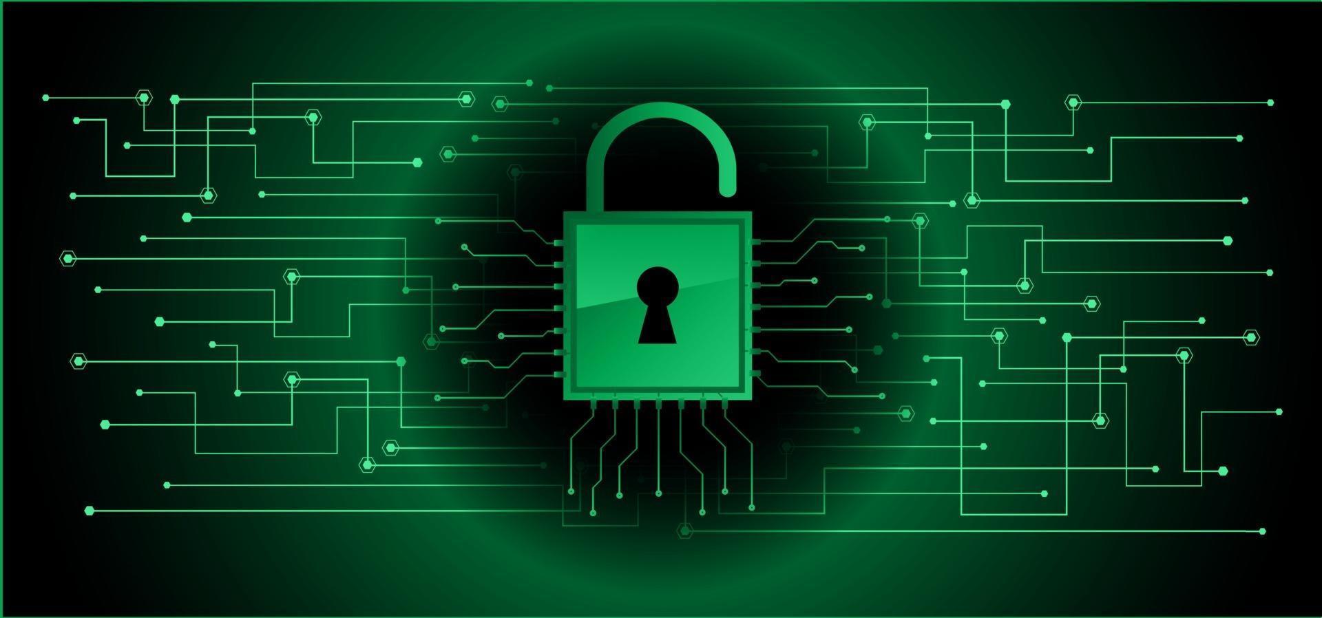 Closed Padlock on digital background, cyber security vector