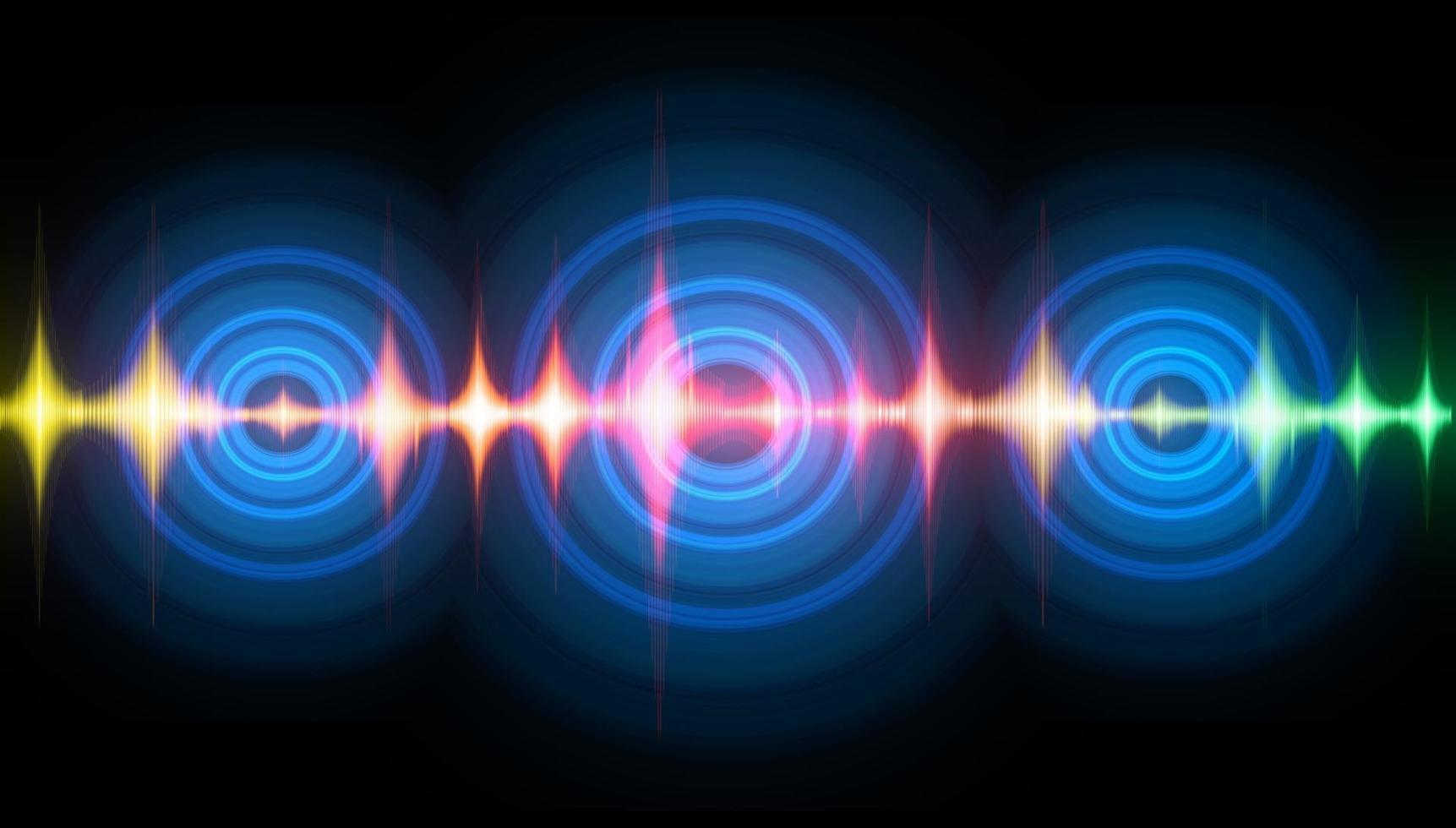 Sound waves oscillating dark light vector