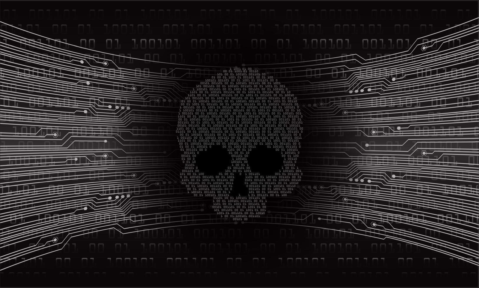 cyber hacker attack background, skull vector