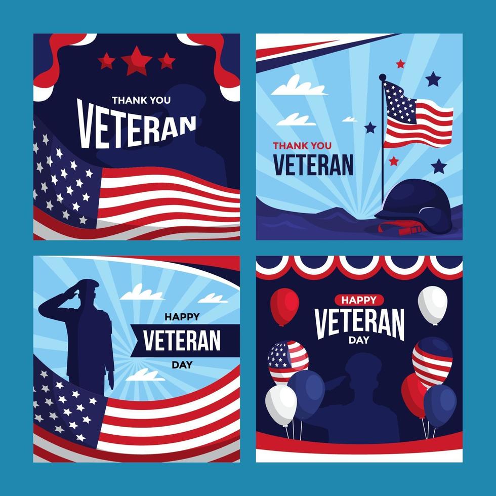 Veteran Day Greeting Card Social Media vector