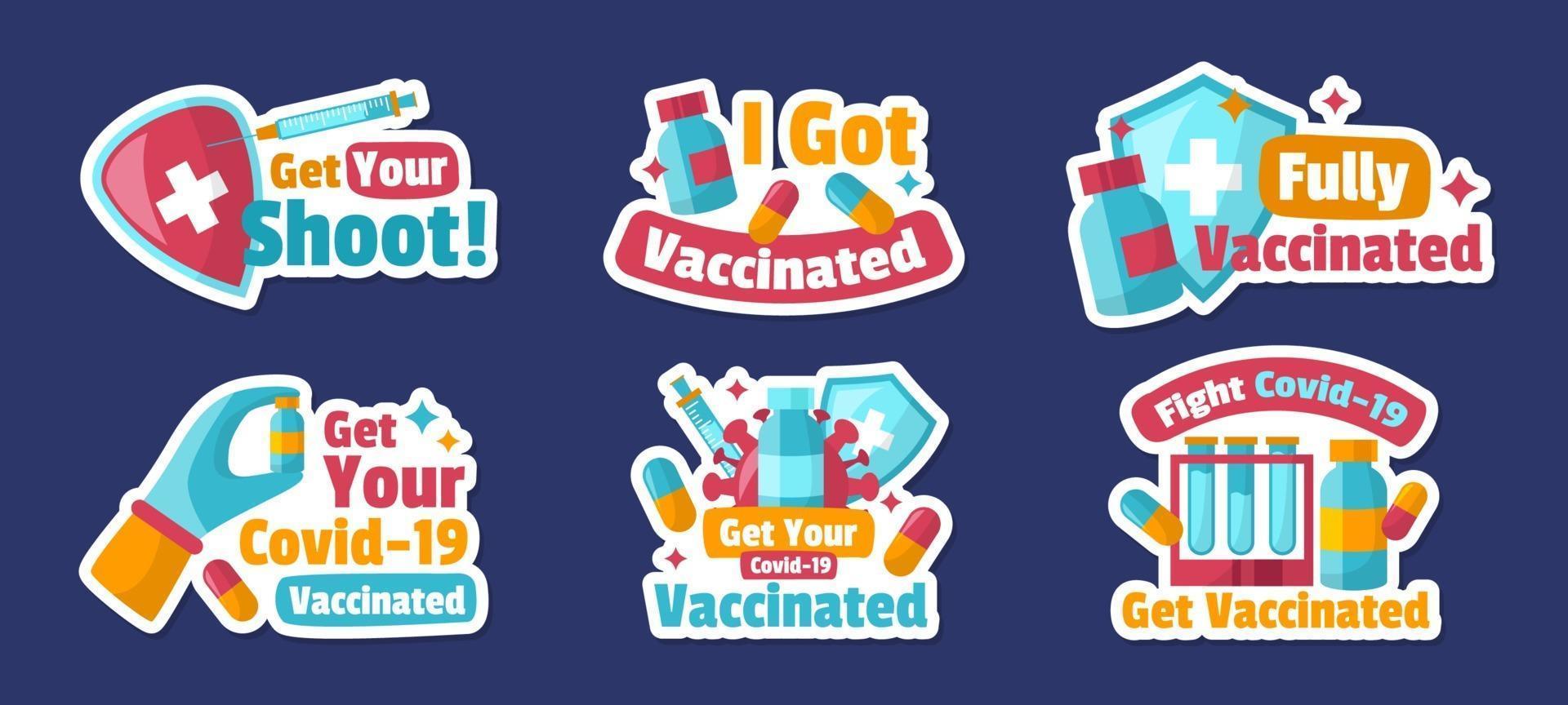 After Vaccine Sticker Collection vector