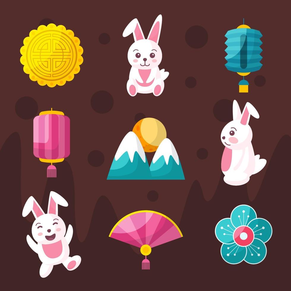 Mid Autumn Icon Collection vector