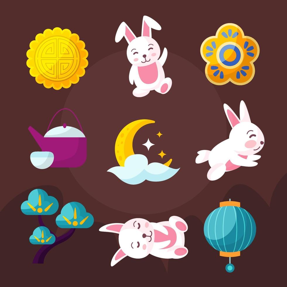 Mid Autumn Icon Collection vector