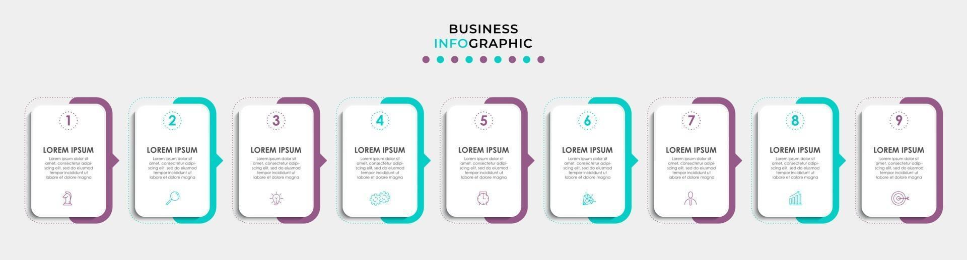 Infographic design business template with icons and 9 options or steps vector
