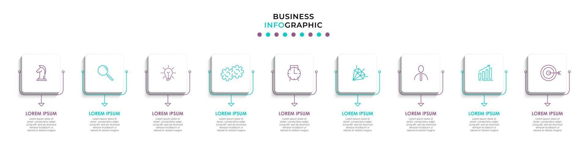 Infographic design business template with icons and 9 options or steps vector
