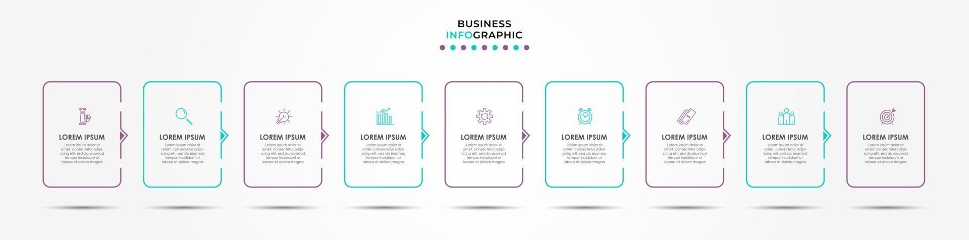 Infographic design business template with icons and 9 options or steps vector