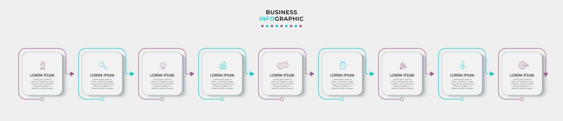 Infographic design business template with icons and 9 options or steps vector