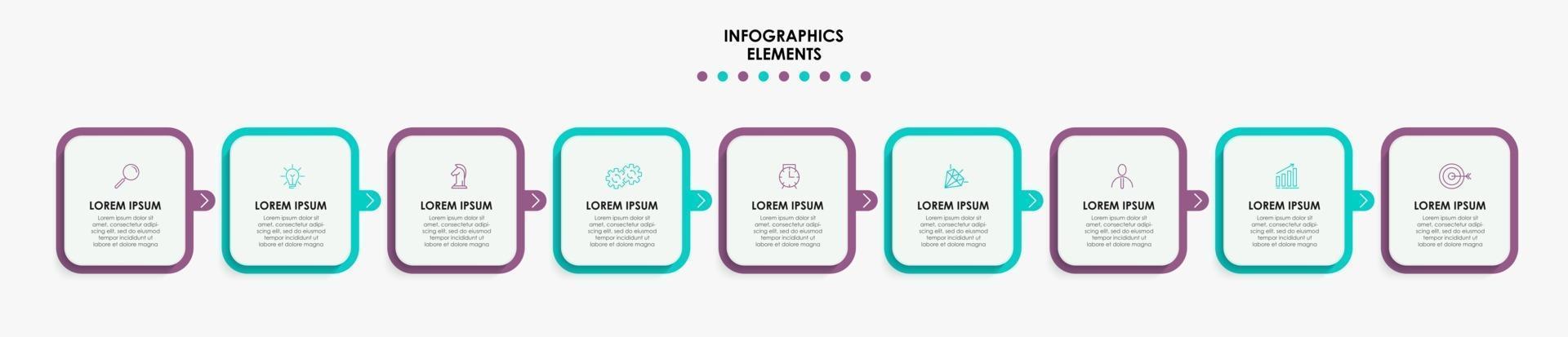 Infographic design business template with icons and 9 options or steps vector