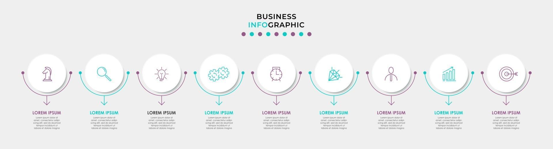 Infographic design business template with icons and 9 options or steps vector