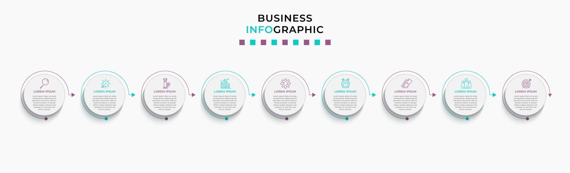 Infographic design business template with icons and 9 options or steps vector