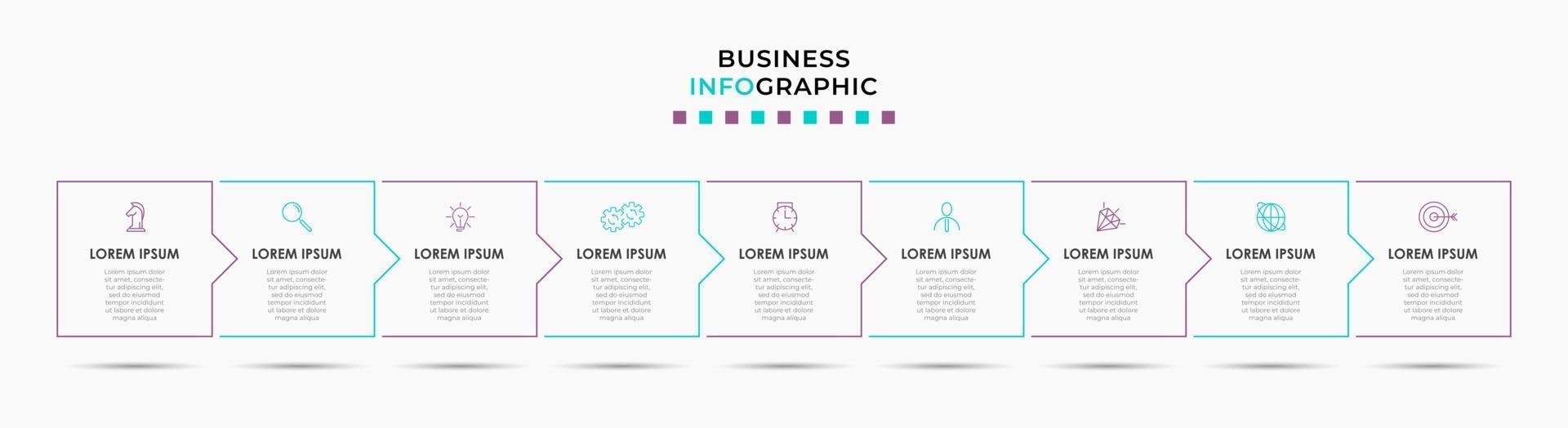 Infographic design business template with icons and 9 options or steps vector