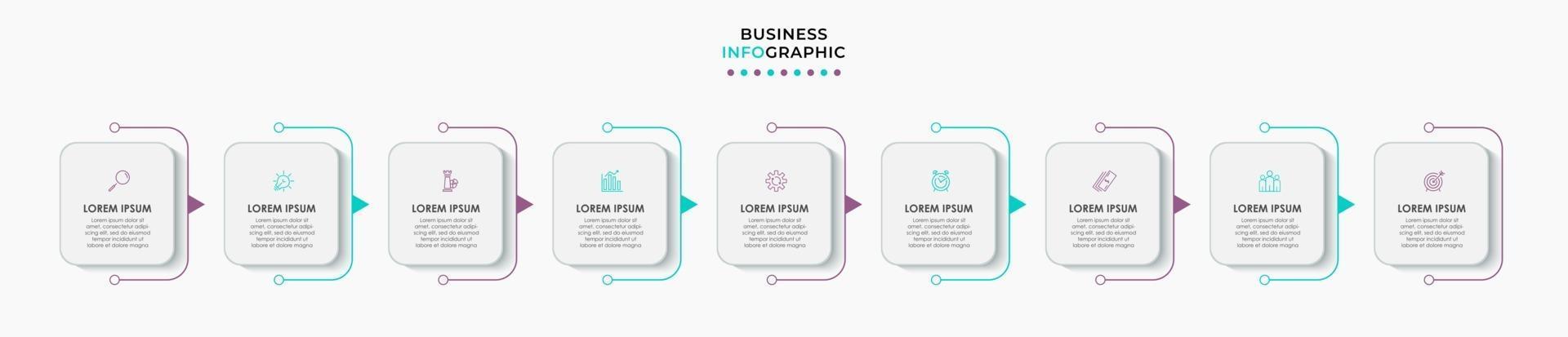 Infographic design business template with icons and 9 options or steps vector