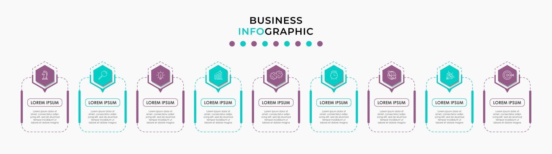 Infographic design business template with icons and 9 options or steps vector