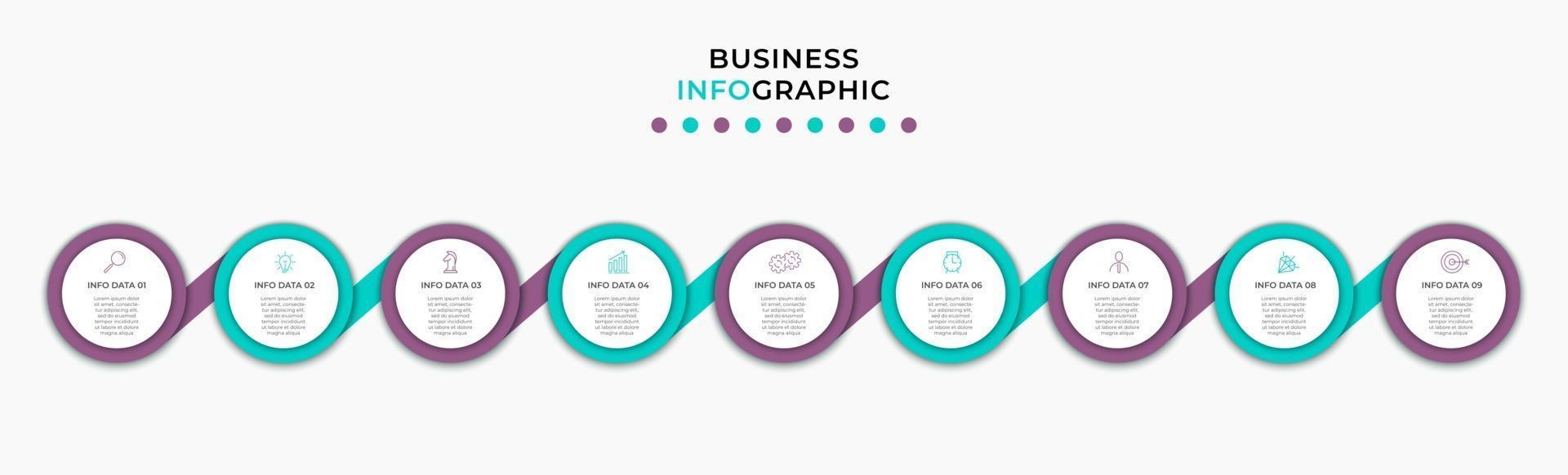 Infographic design business template with icons and 9 options or steps vector