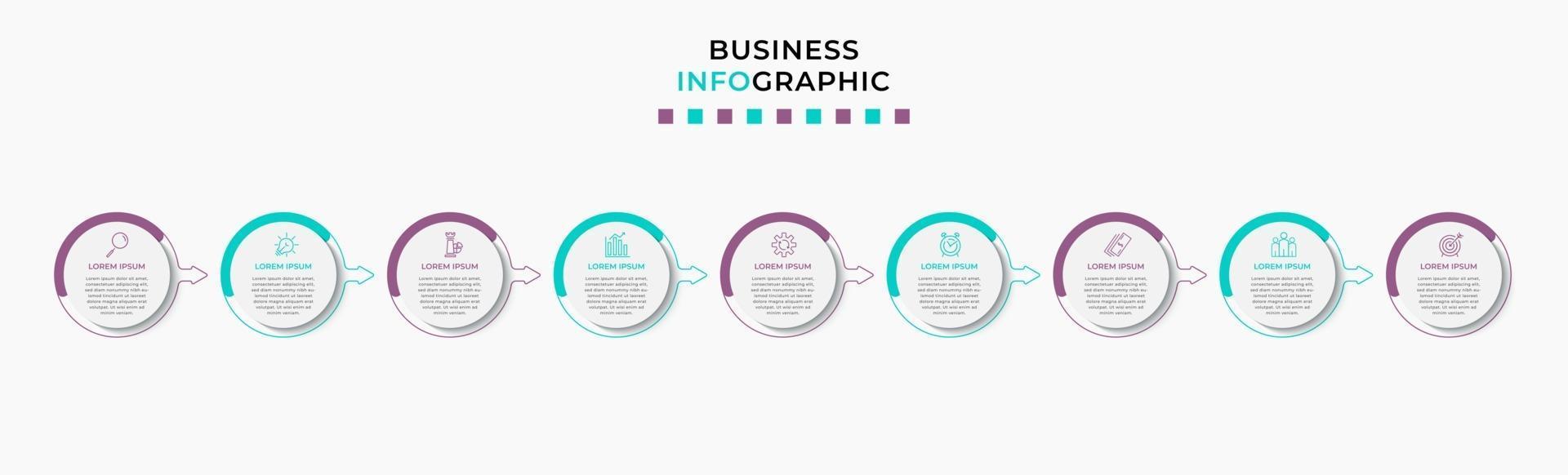 Infographic design business template with icons and 9 options or steps vector