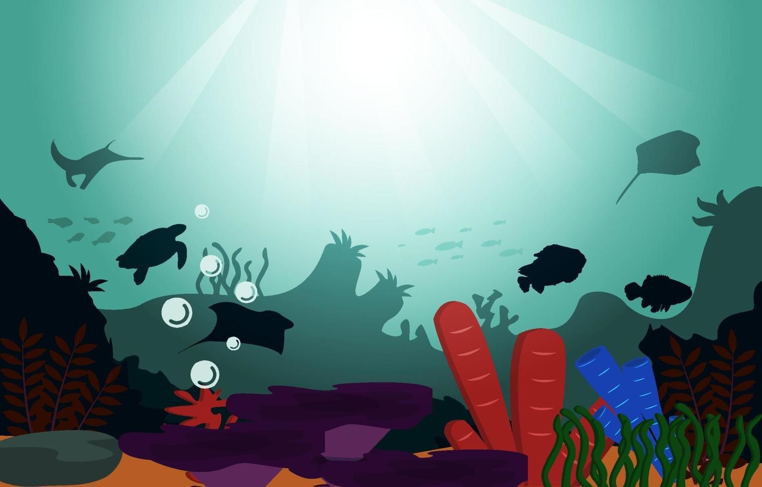 vida silvestre peces animales marinos coral océano submarino ilustración acuática vector