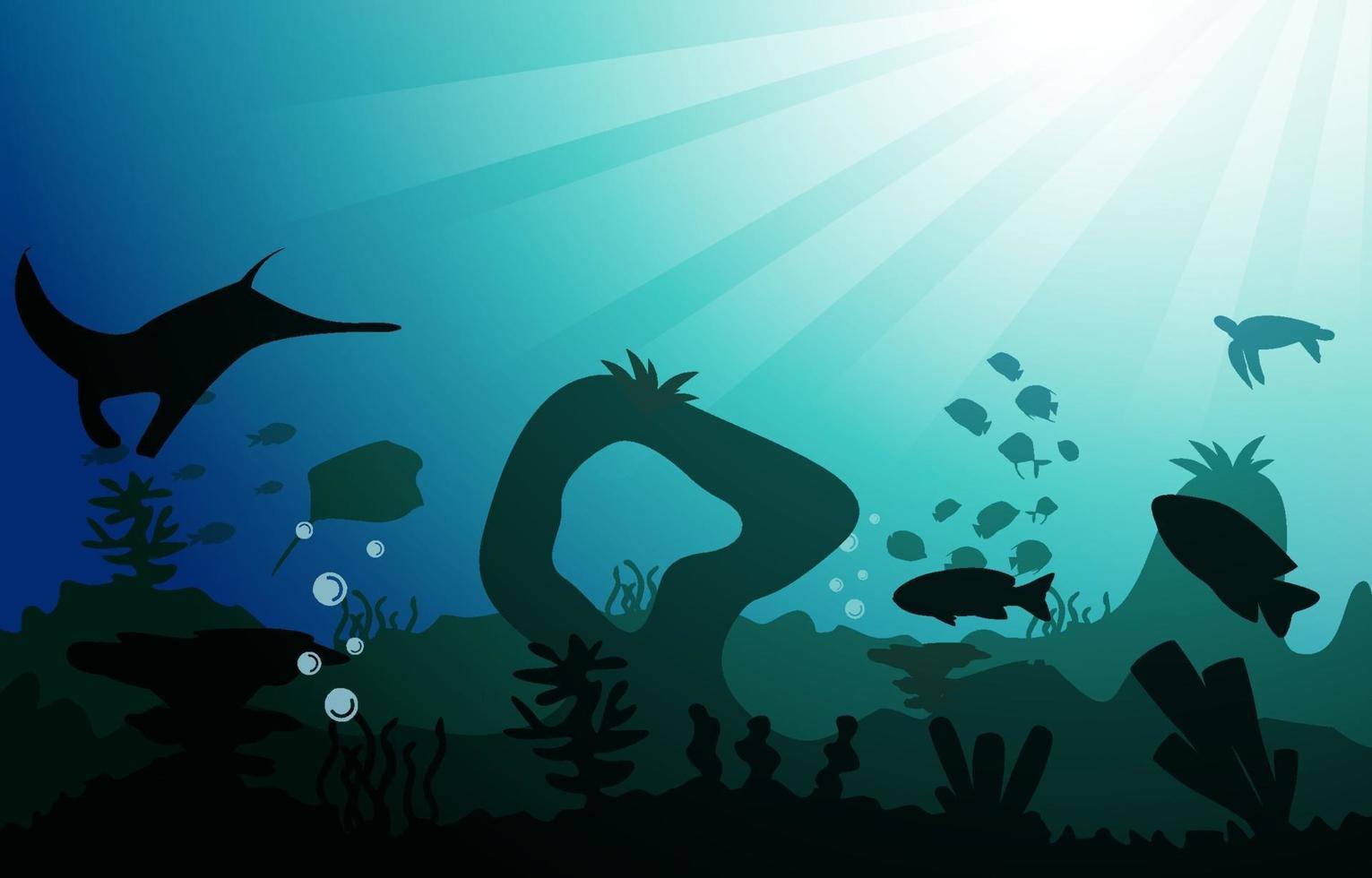 Wildlife Fish Sea Animals Ocean Underwater Aquatic Flat Illustration vector