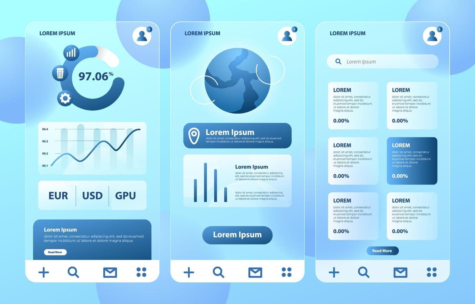 Glass Morphism Style of Trading Apps vector