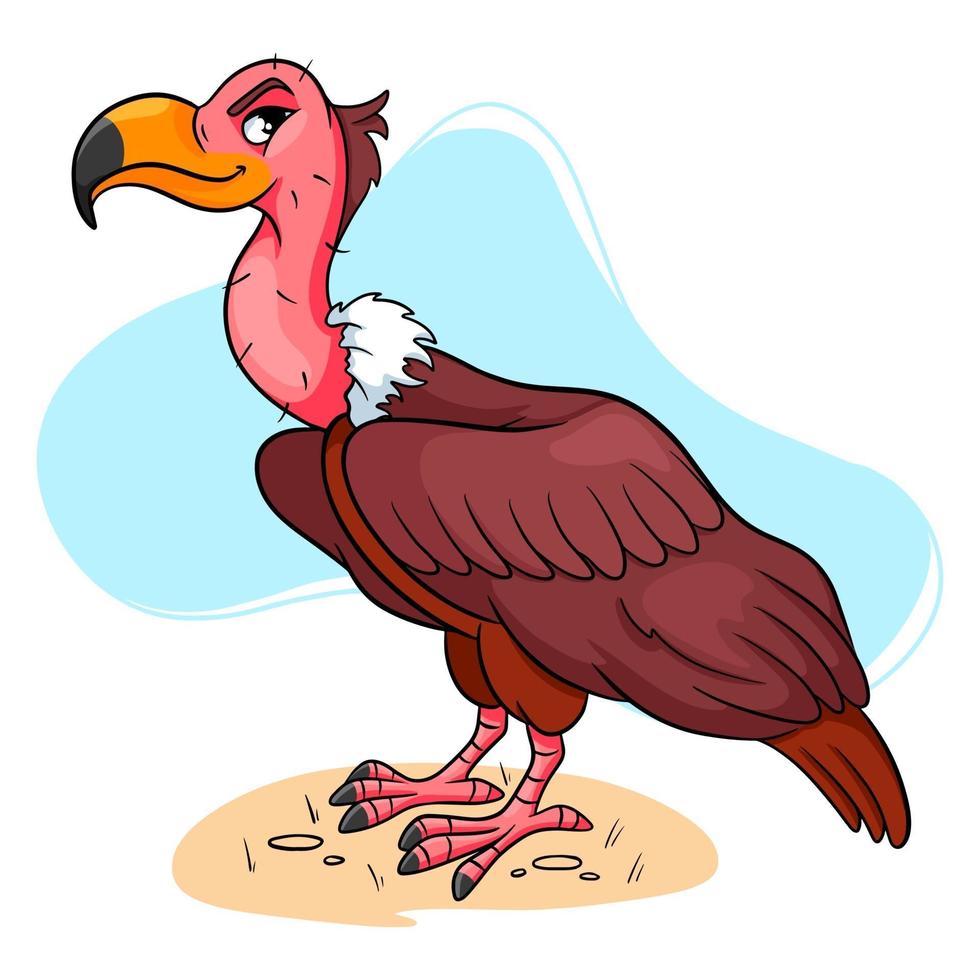 Animal character funny vulture in cartoon style. vector
