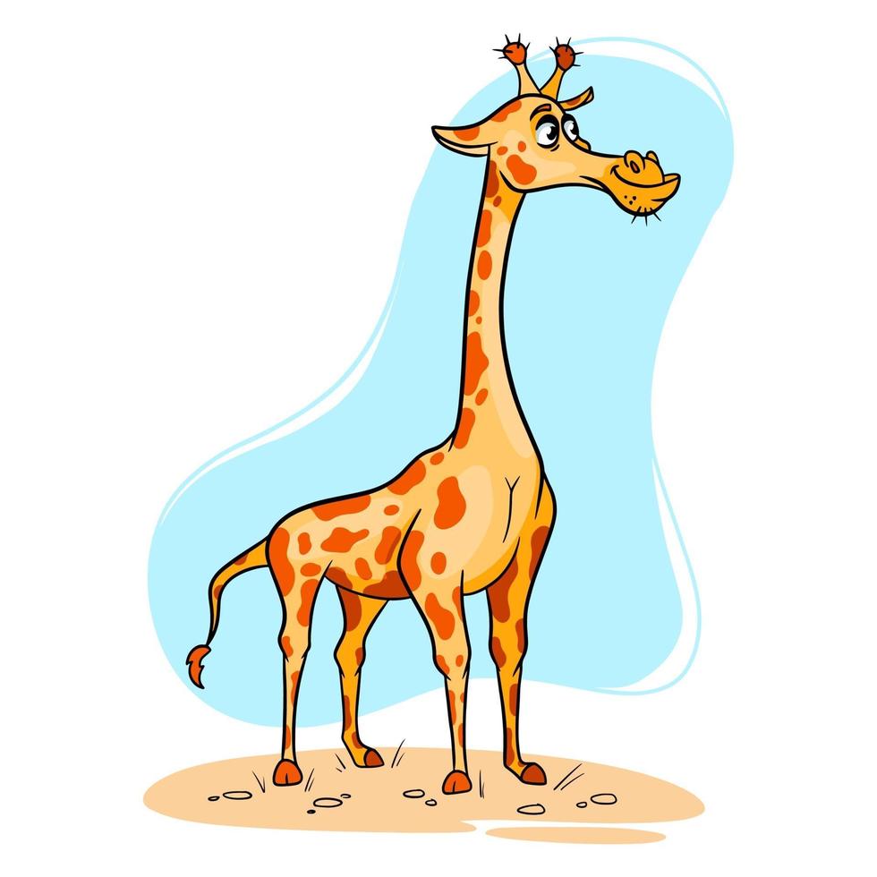 Animal character funny giraffe in cartoon style. vector