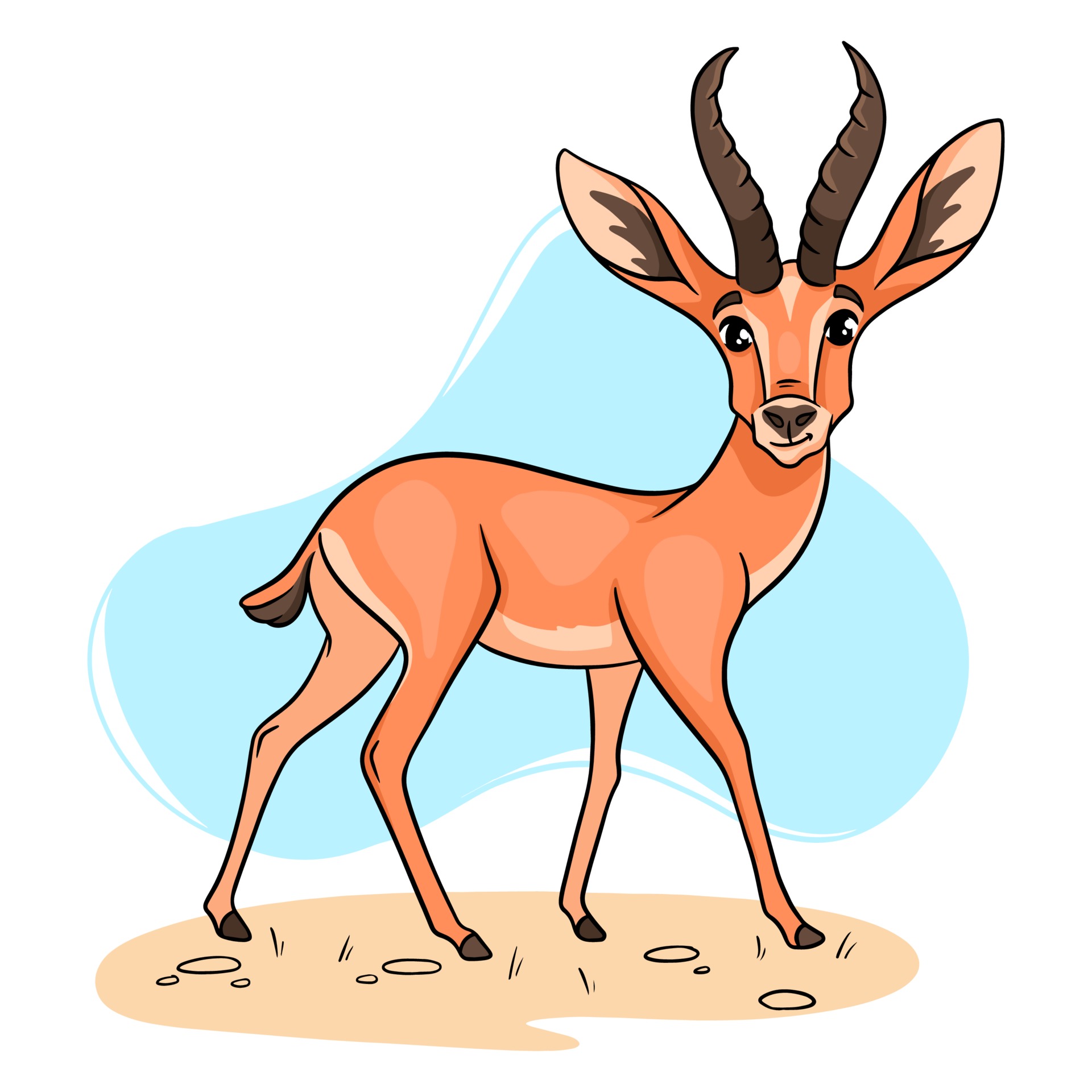 Animal character funny gazelle in cartoon style. 3218143 Vector Art at