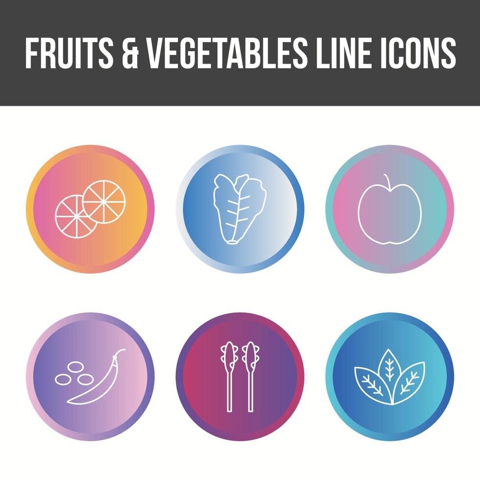 conjunto de iconos de línea de vector de frutas y verduras