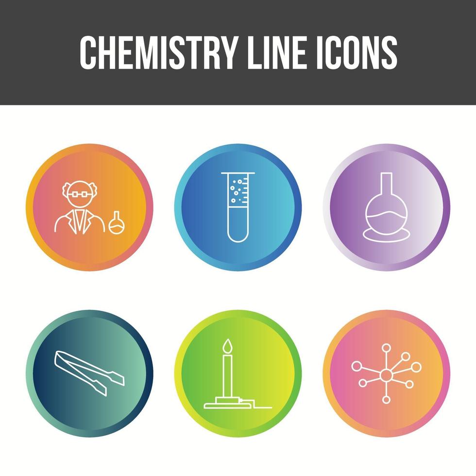 conjunto de iconos de vector de línea de química única