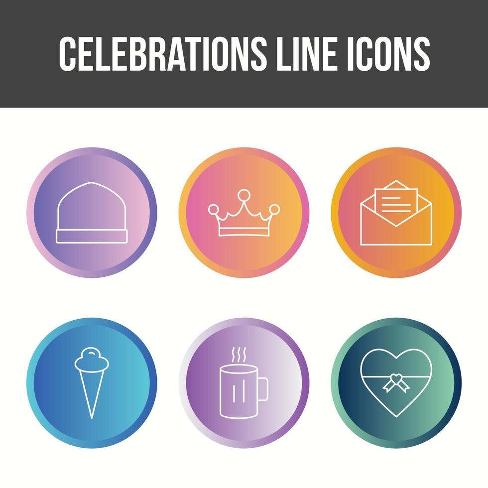 Unique Celebration Line Vector Icon Set