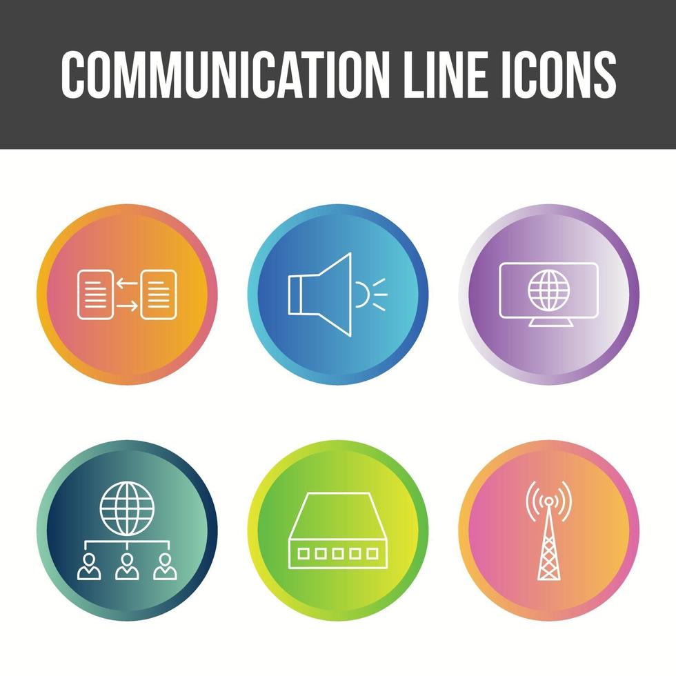 conjunto de iconos de vector de línea de comunicación única