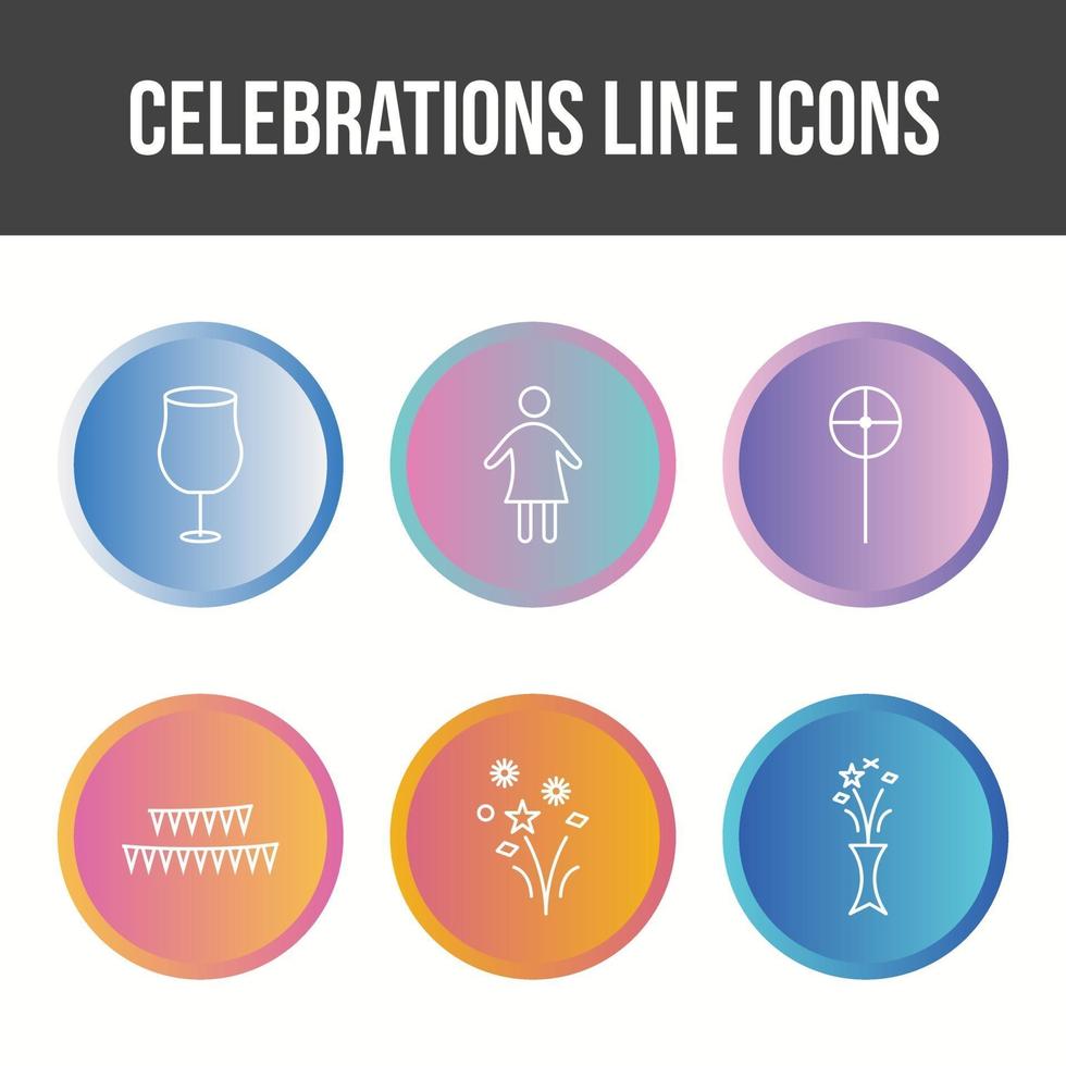 Conjunto de iconos de vector de 6 celebraciones