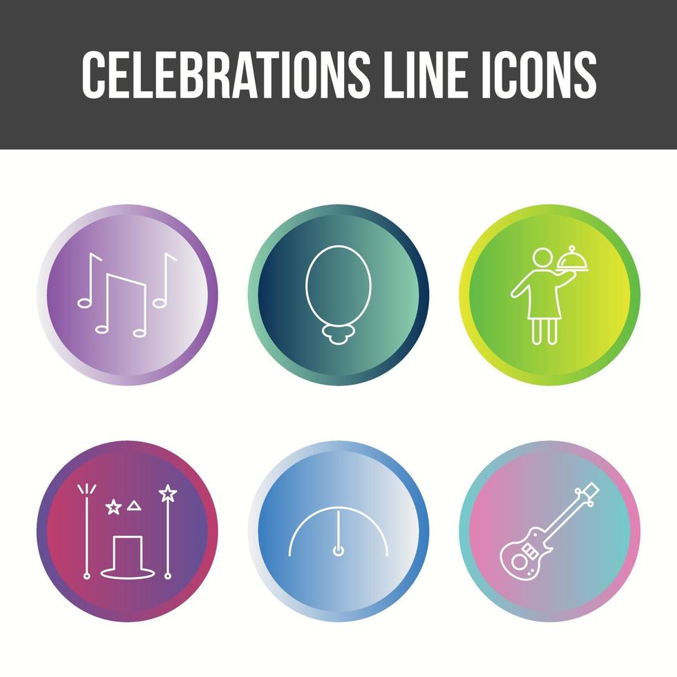 conjunto de iconos de vector de línea de celebración única