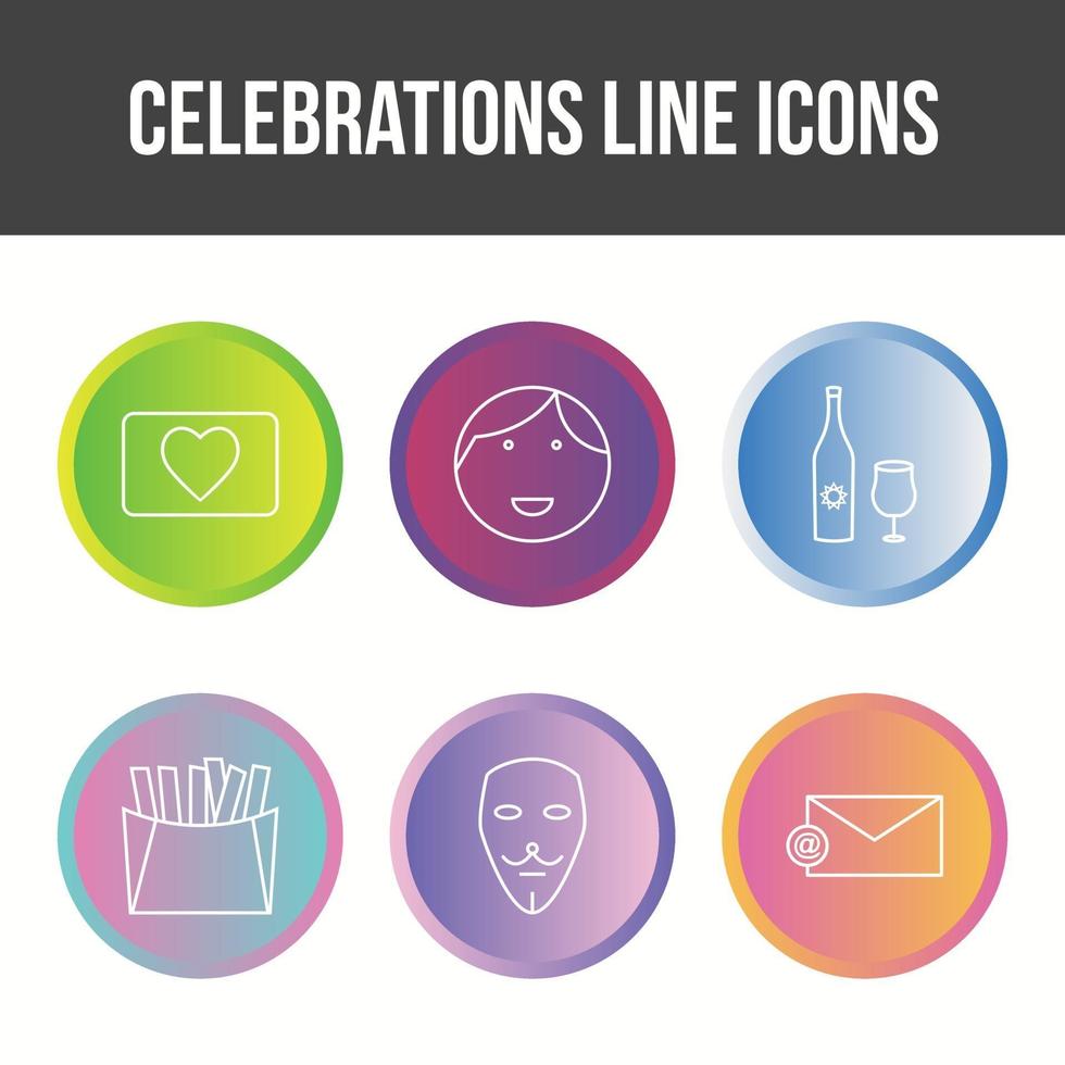 Unique Celebration Line Vector Icon Set