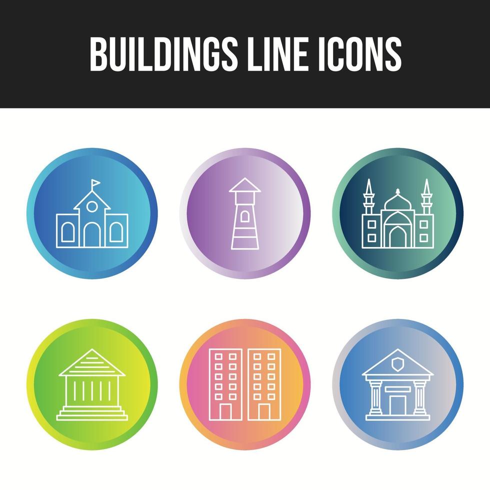 Unique Building and landmarks vector icon set