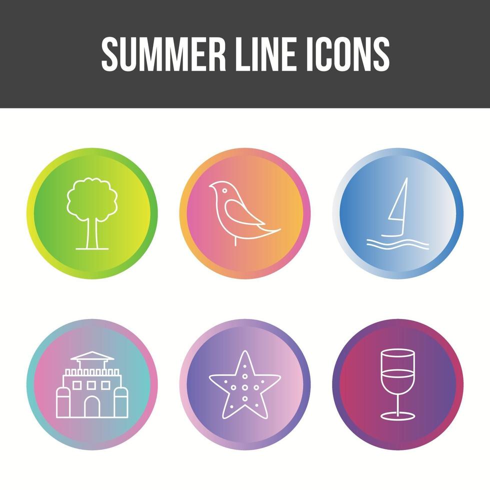Unique Summer Line Vector Icon Set