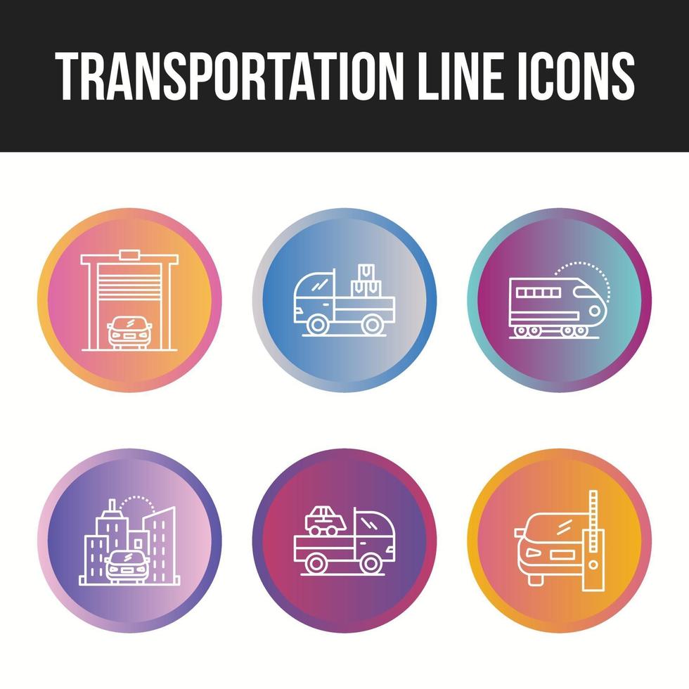 conjunto de iconos de icono de línea de transporte único vector