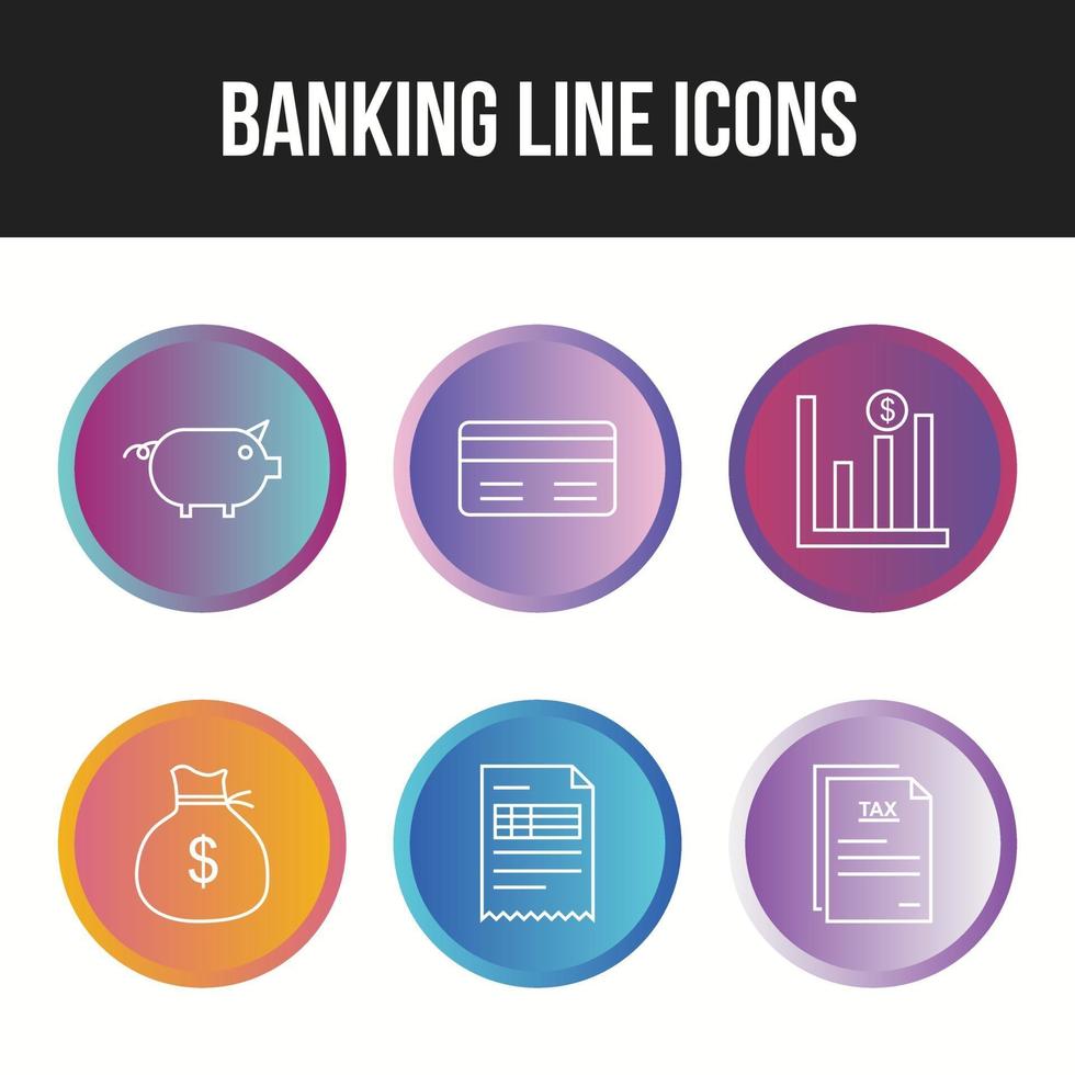 Unique Line vecor icon set of Banking icons vector