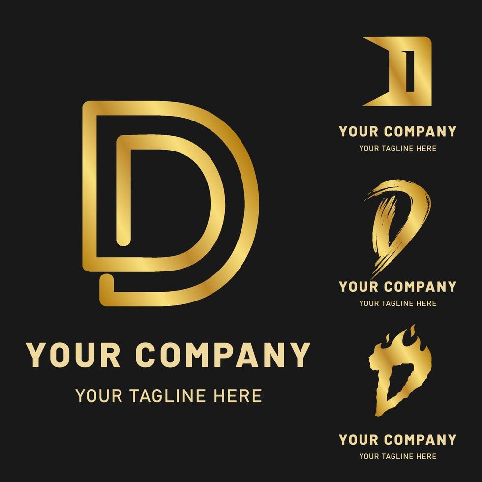 Golden Letter D Logo Collection vector